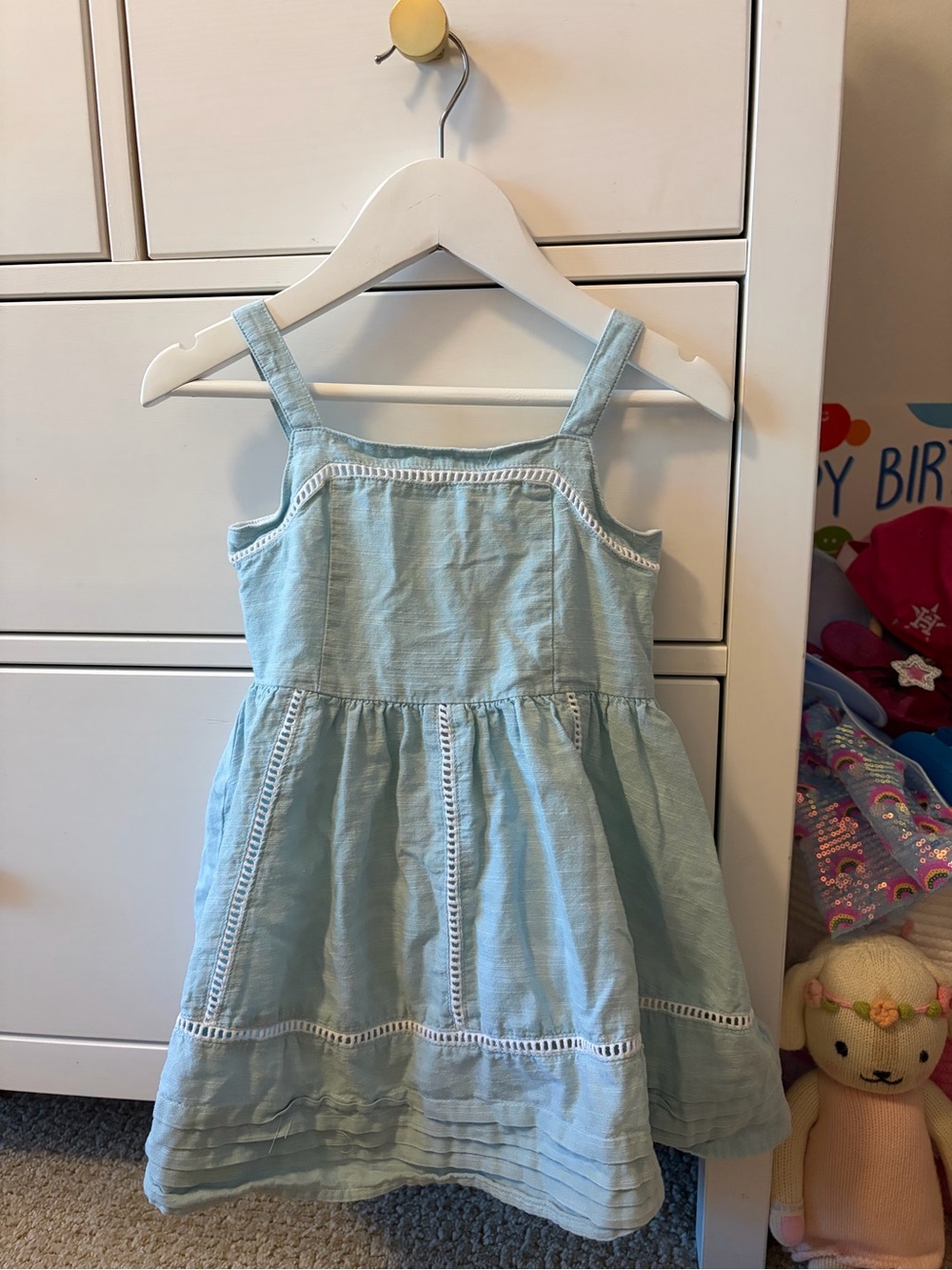 Janie and Jack Girls 3 Light Blue Cotton Dress Lined Spring Summer